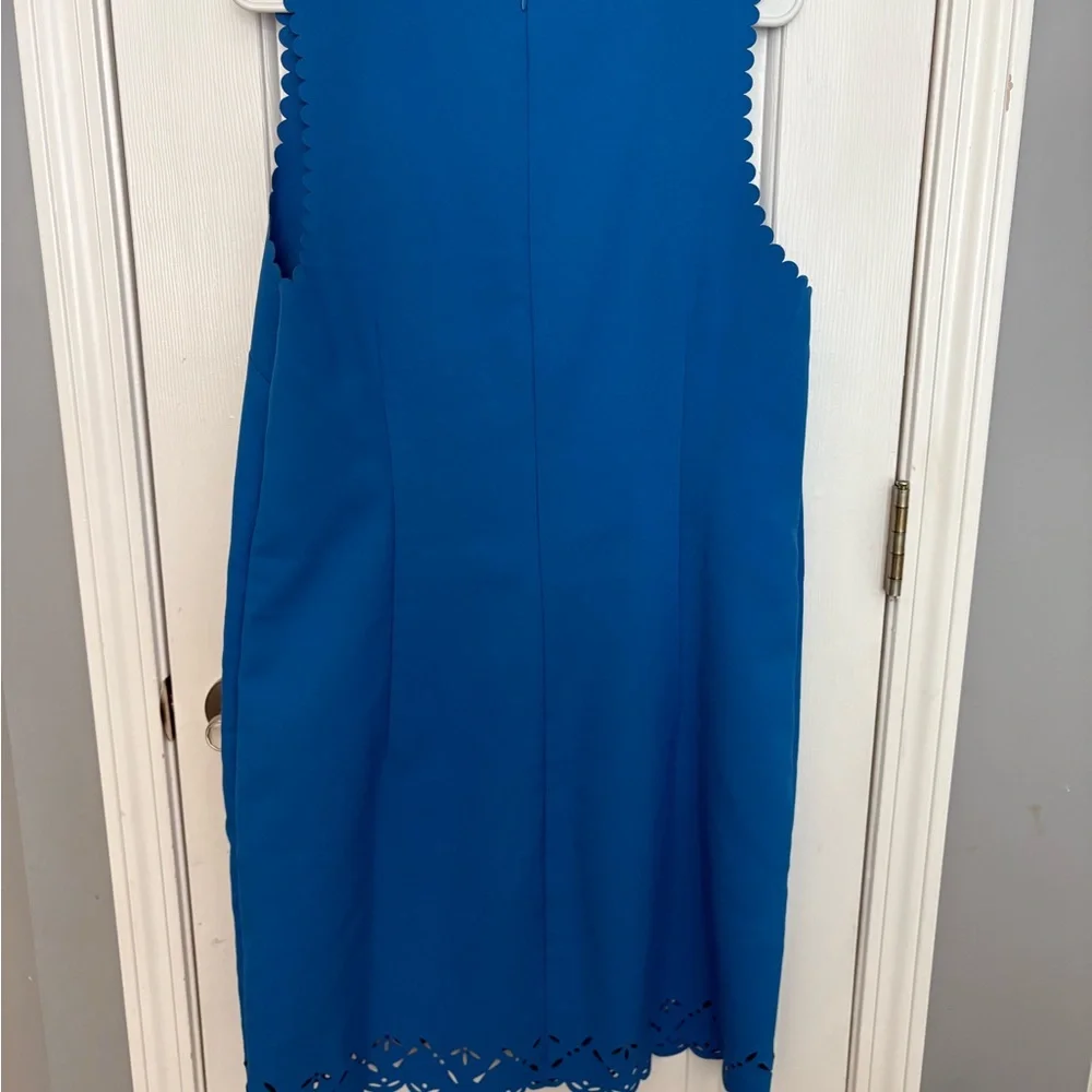 J. Crew Laser Cut Floral Shift Dress, Blue, Women Size 16